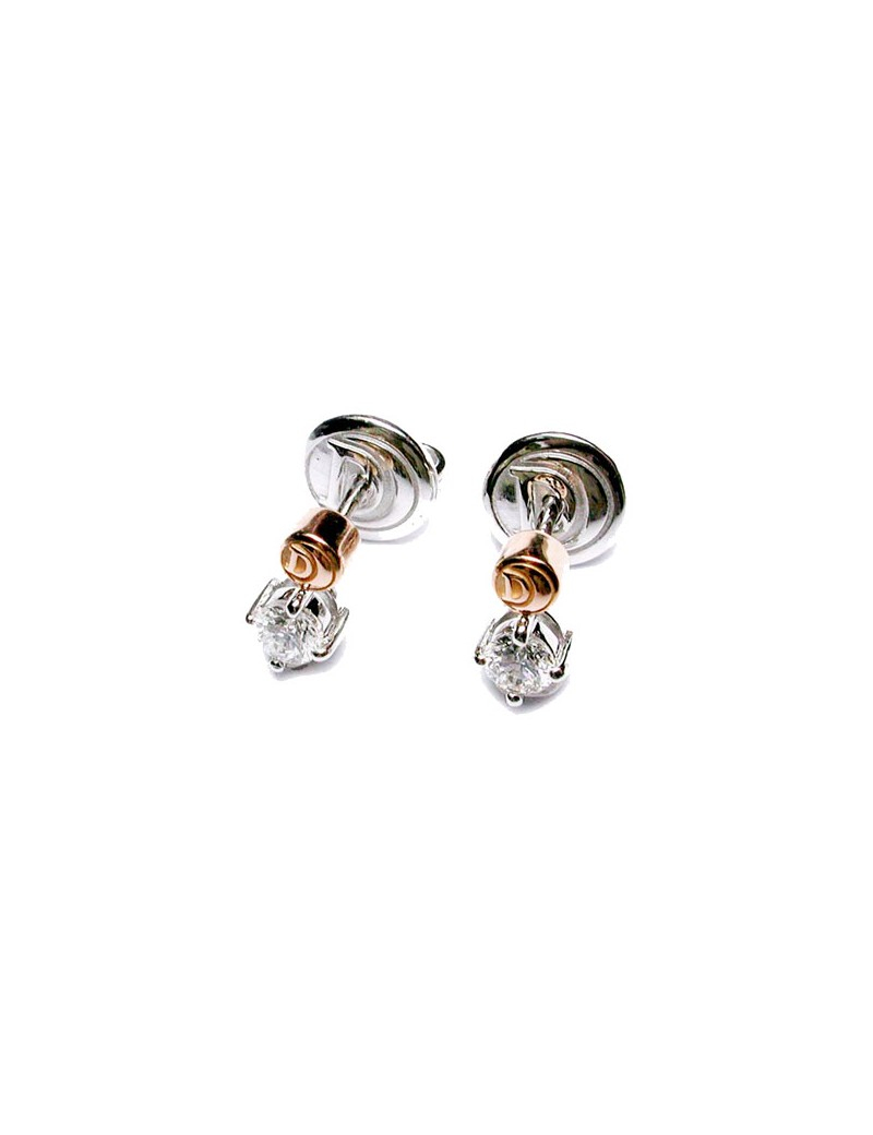 Aretes de Oro, Oro Blanco y Rosa con Diamante para Mujer