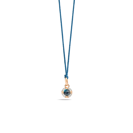 Pendentif en or rose avec topaze bleu de Londres et diamants