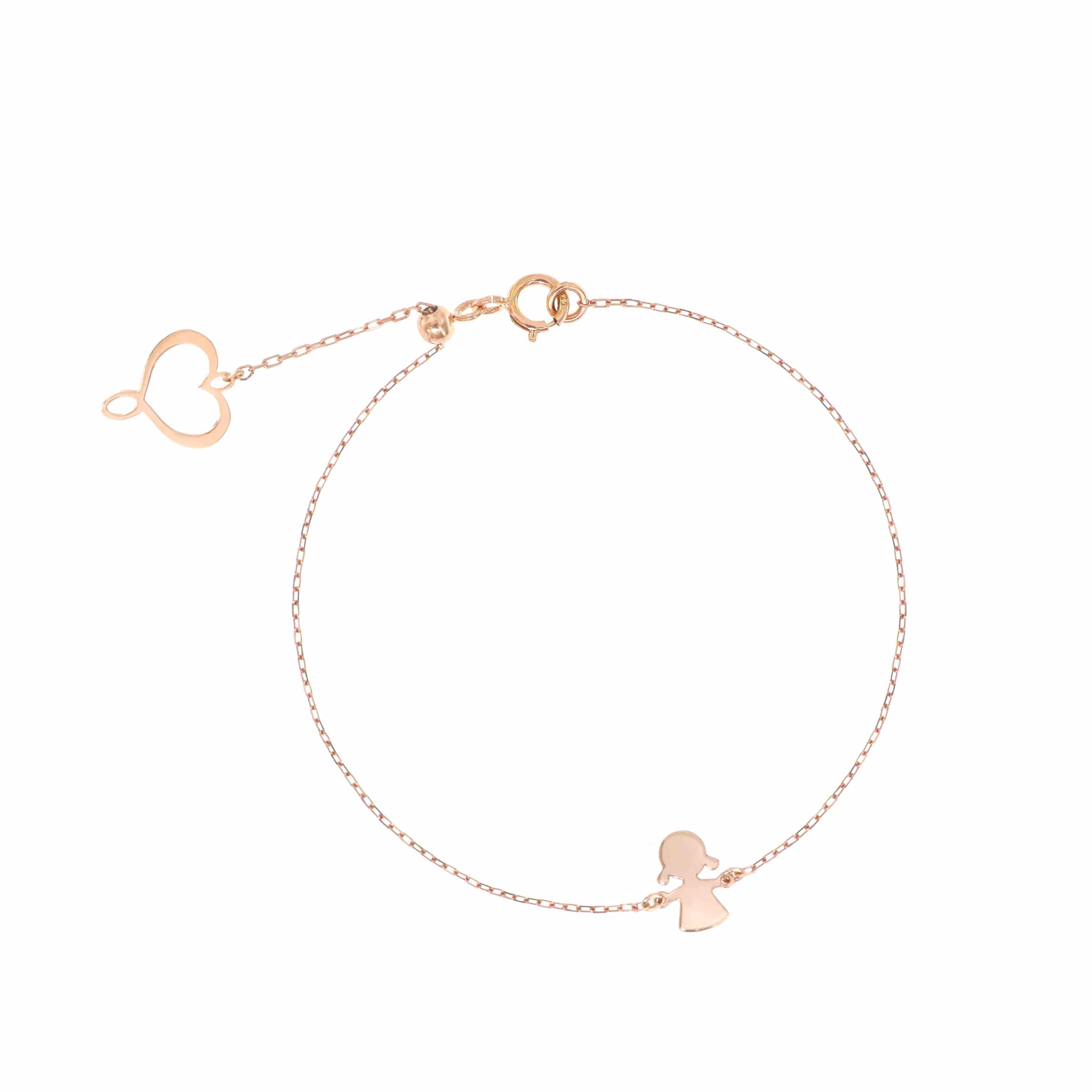 Pulsera en Oro Rosa de 18K con Silueta de Niña