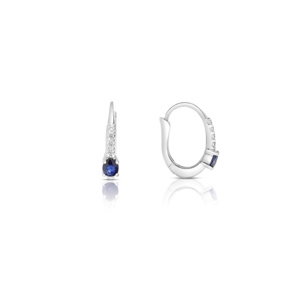 White Gold Earrings with Diamonds and Sapphire 0.47 Ct.