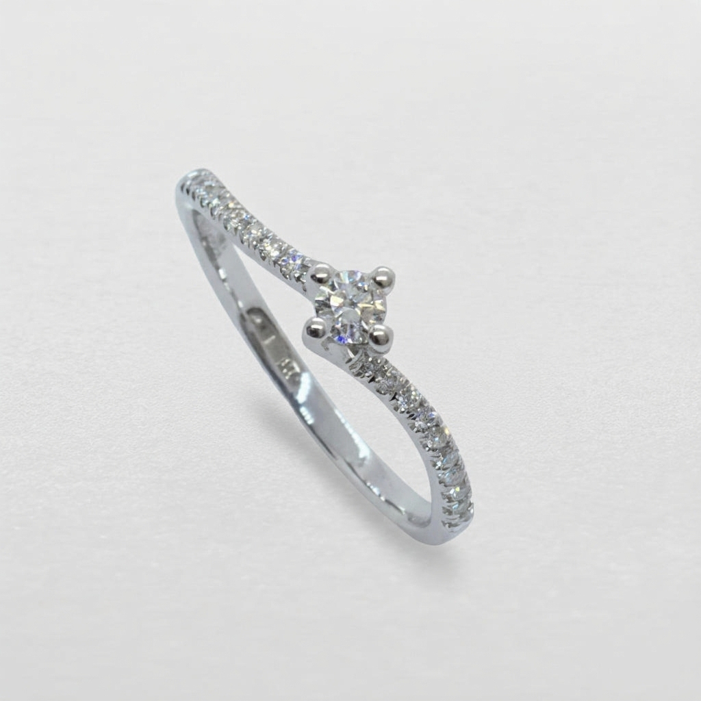 Solitärring aus Weißgold mit 0,20 Karat Diamant.