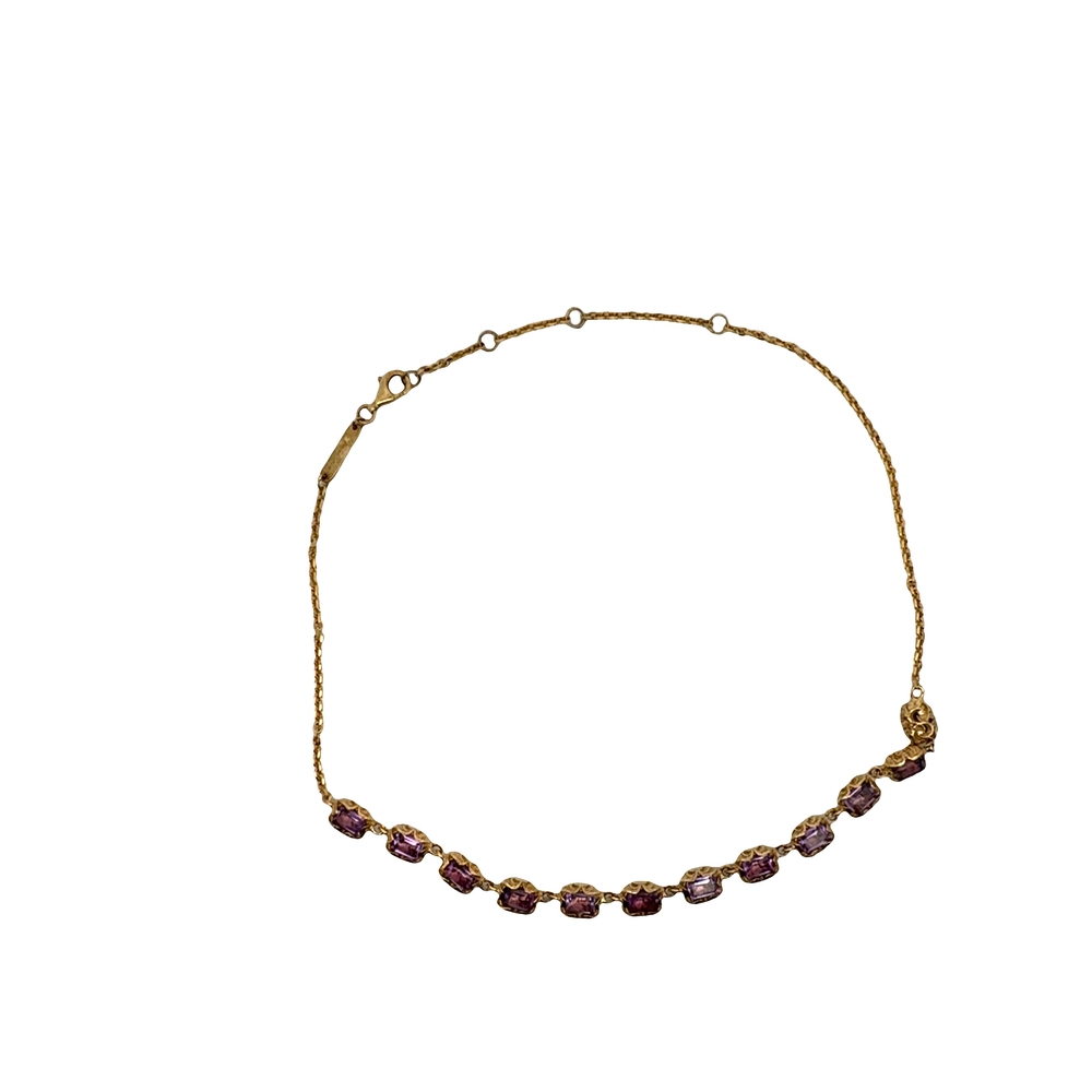 Collar de plata chapado en oro amarillo con 6x4 piedras.