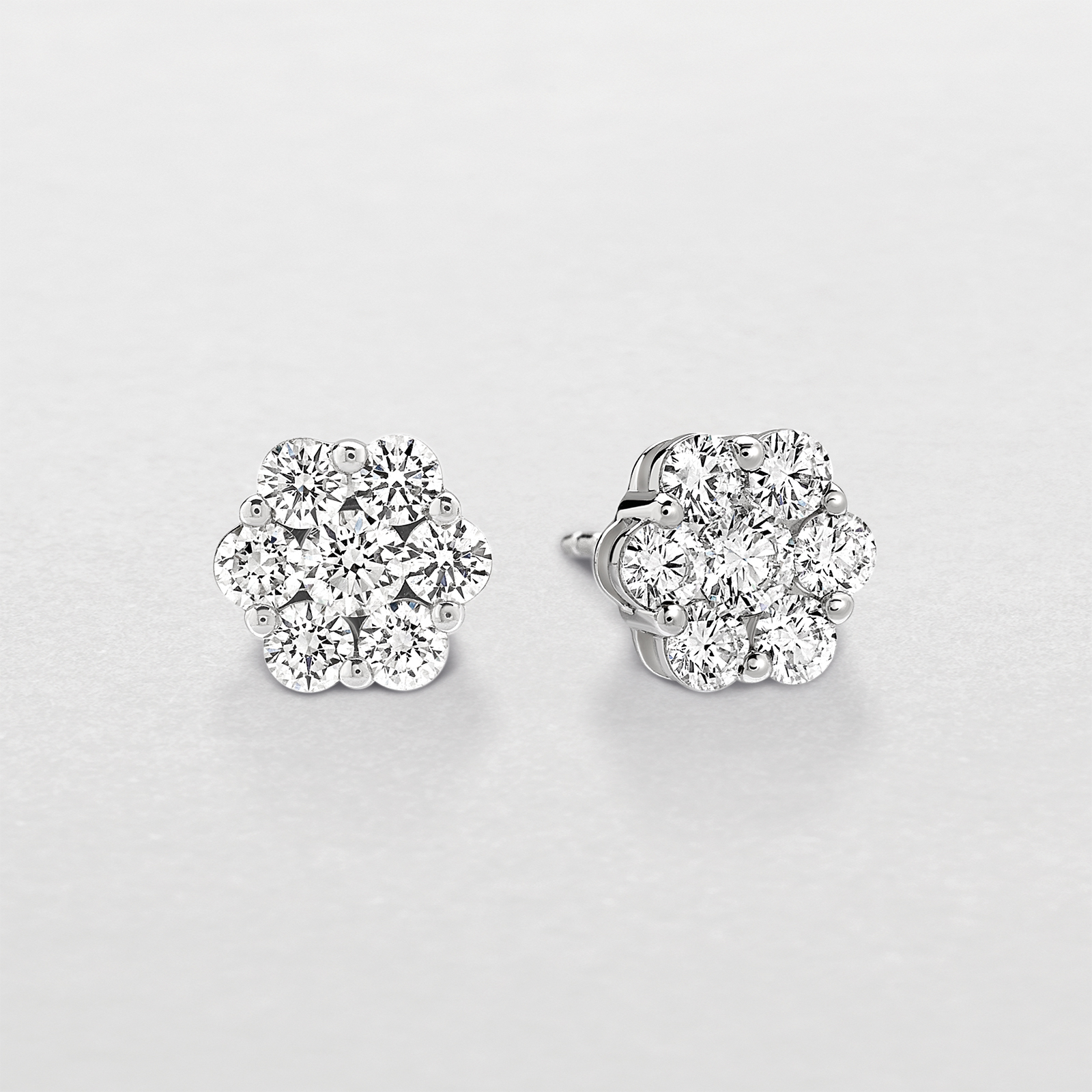 White Gold and Diamond Earrings, 0.16 Ct.