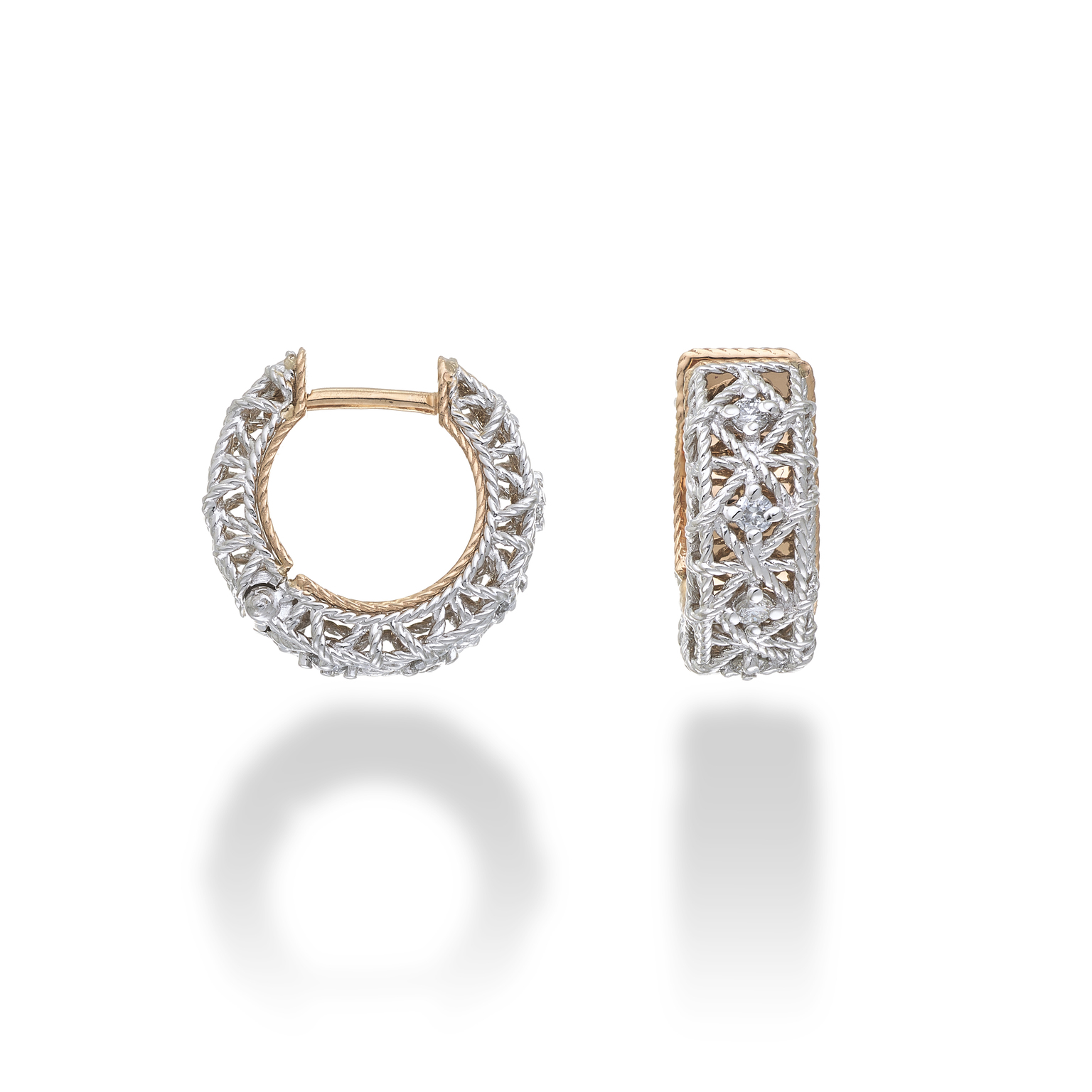 White and Rose Gold Earrings with Diamonds
