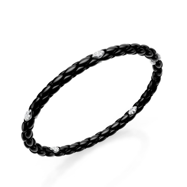 Black Titanium Bracelet, with 5 Pavet Inserts in Platinum